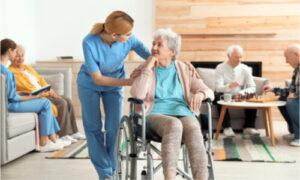 Older adults taken care of by skilled nurses.
